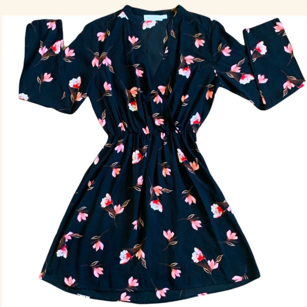 All in Favor Black Floral Dress Size Small